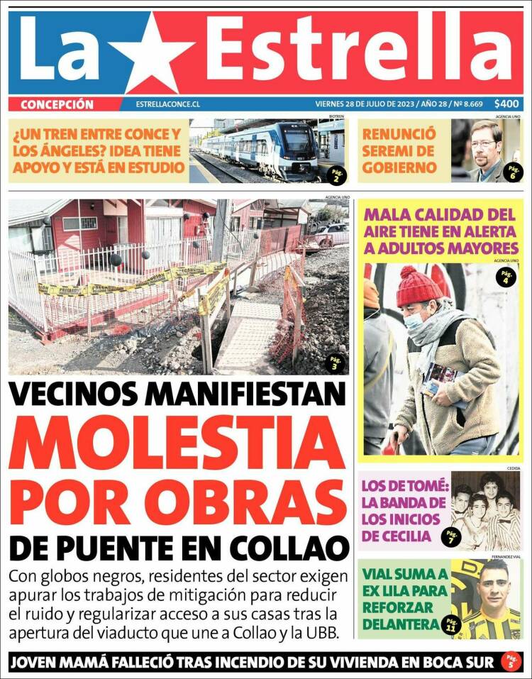 Portada de La Estrella de Concepción (Chile)