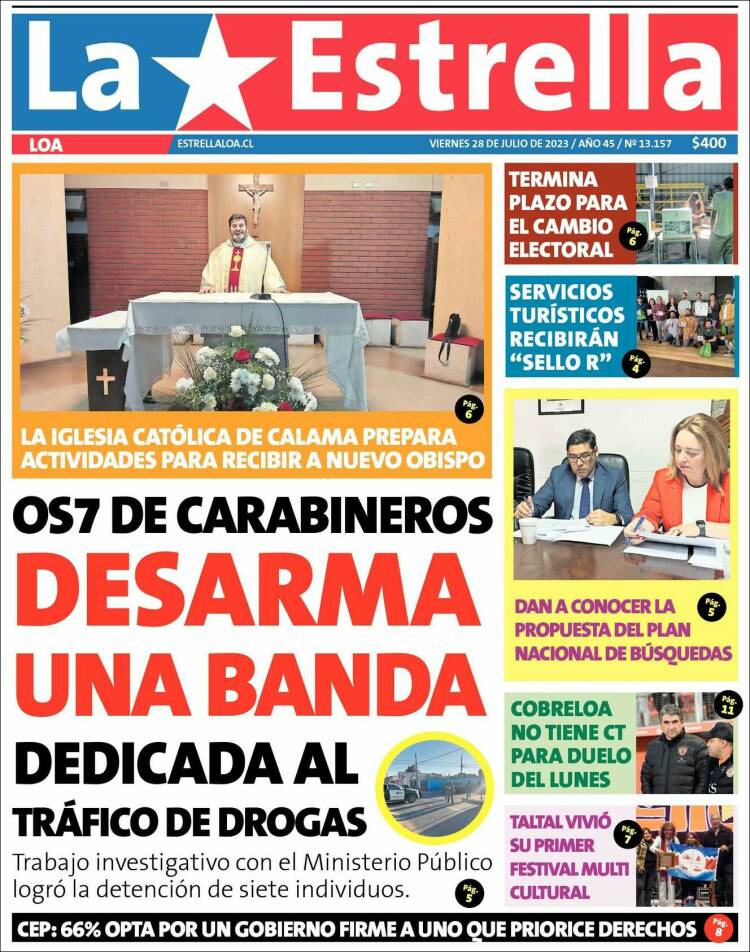 Portada de La Estrella de Loa (Chile)