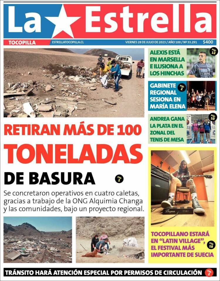 Portada de La Estrella de Tocopilla (Chile)