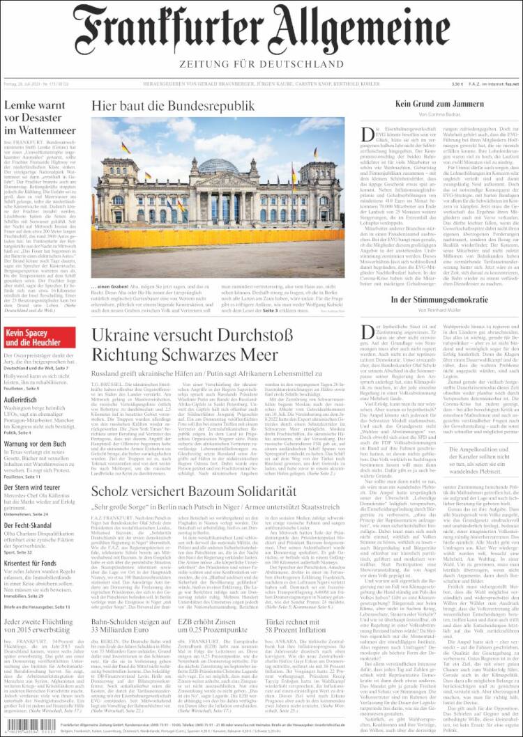 Portada de Frankfurter Allgemeine (Alemania)