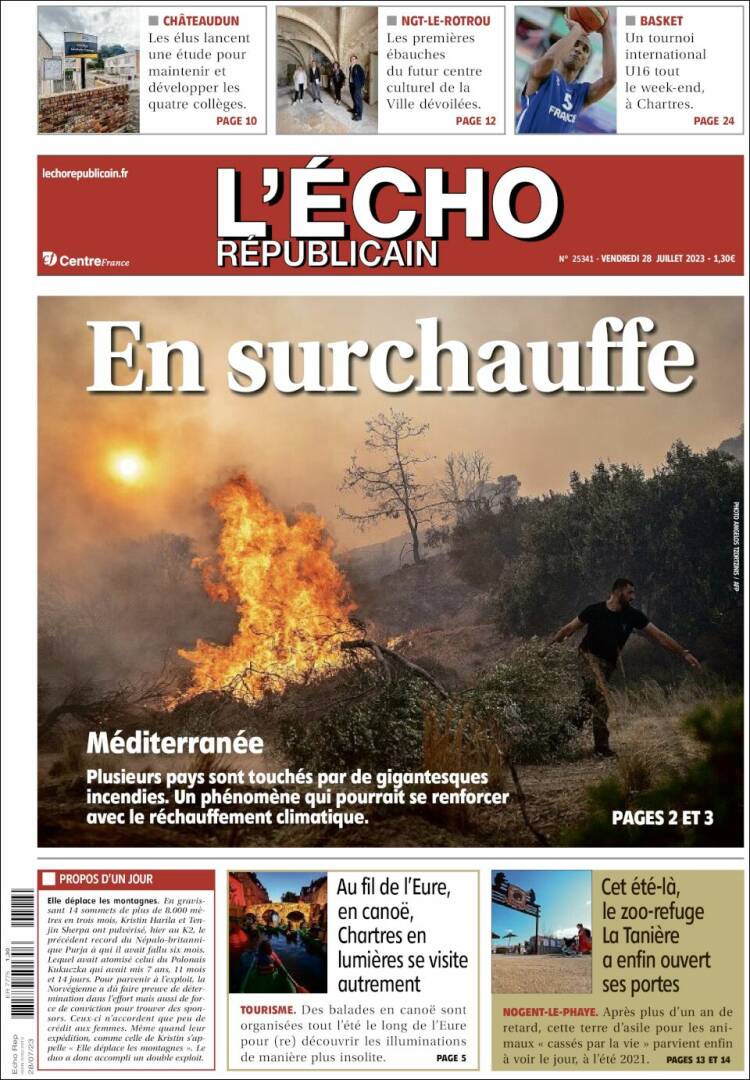 Portada de L'Echo Républicain (Francia)