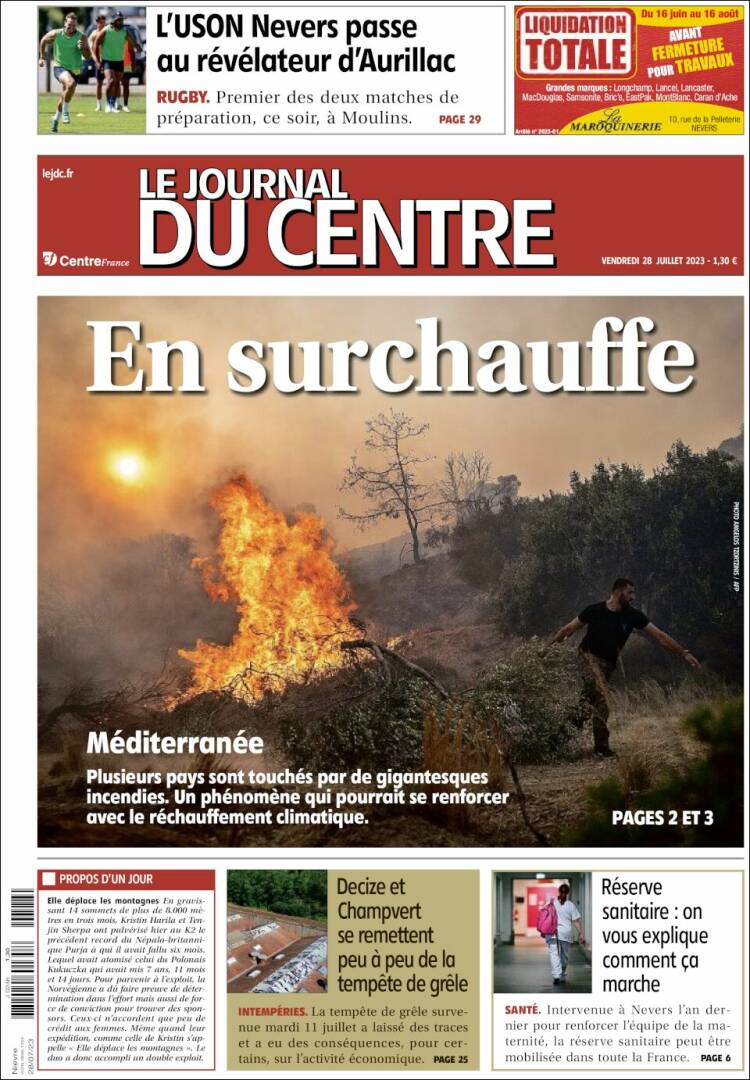 Portada de Le Journal du Centre (Francia)