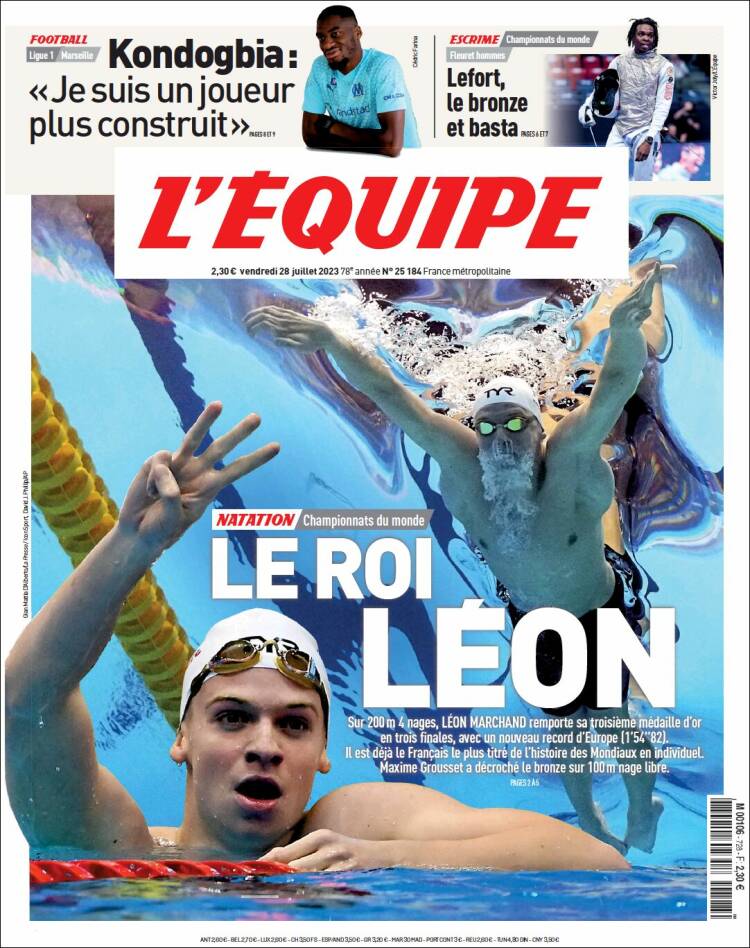 Portada de L'Equipe (Francia)