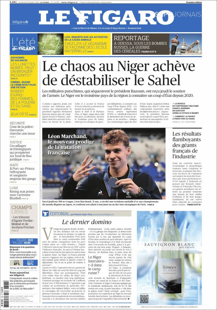 Portada de Le Figaro (Francia)