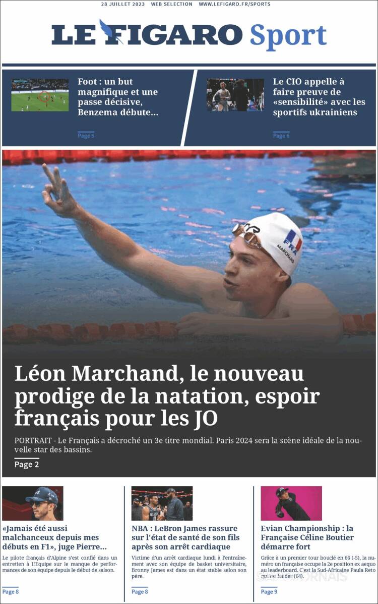 Portada de Le Figaro Sport (Francia)