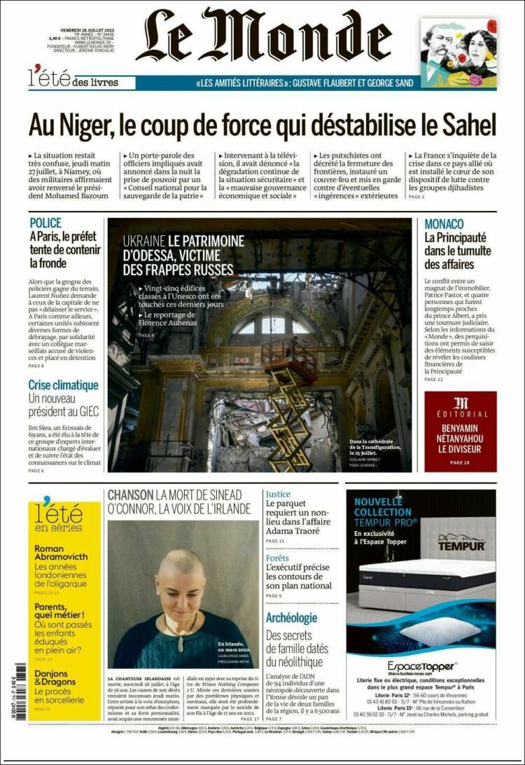 Portada de Le Monde (Francia)