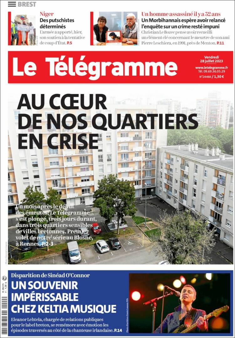 Portada de Télégramme (Francia)