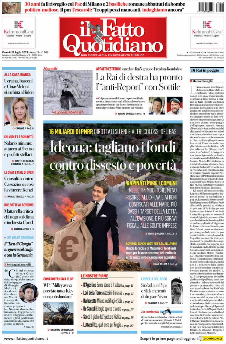 Portada de Il Fatto Quotidiano (Italy)