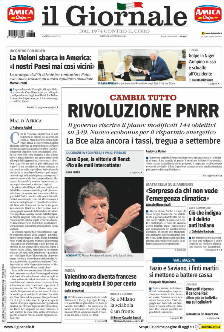 Portada de il Giornale (Italy)