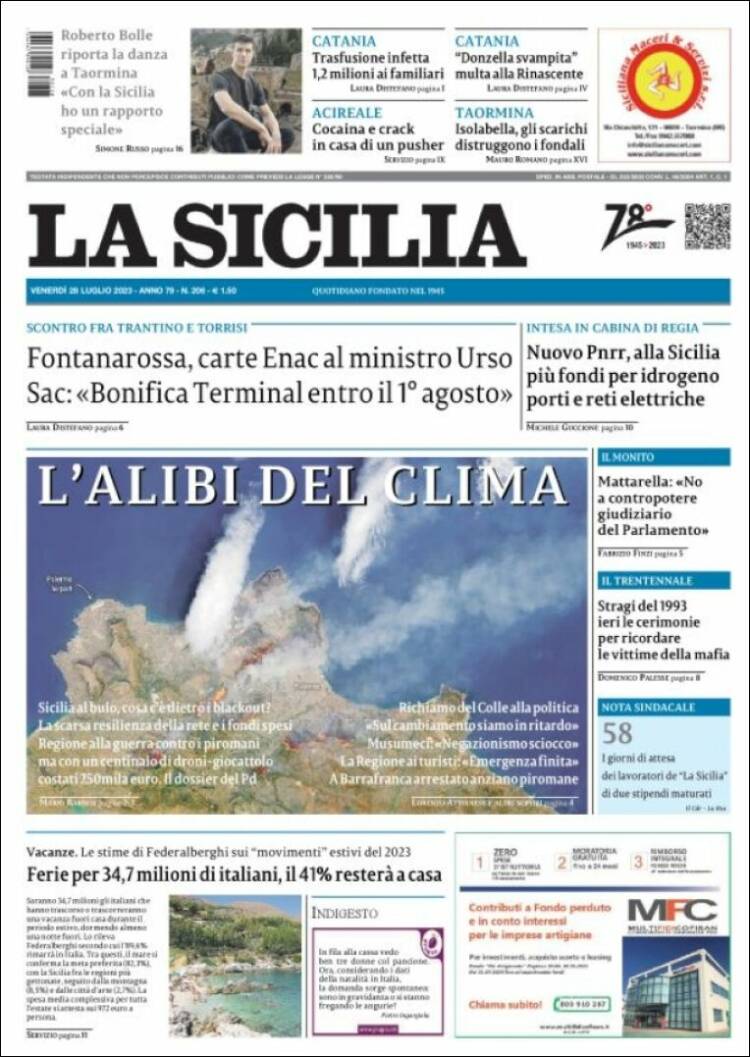 Portada de La Sicilia (Italy)