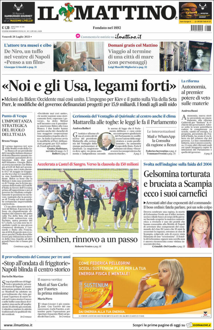 Portada de Il Mattino (Italy)