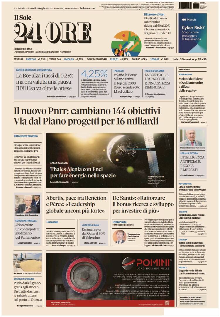 Portada de Il Sole 24 ORE (Italy)