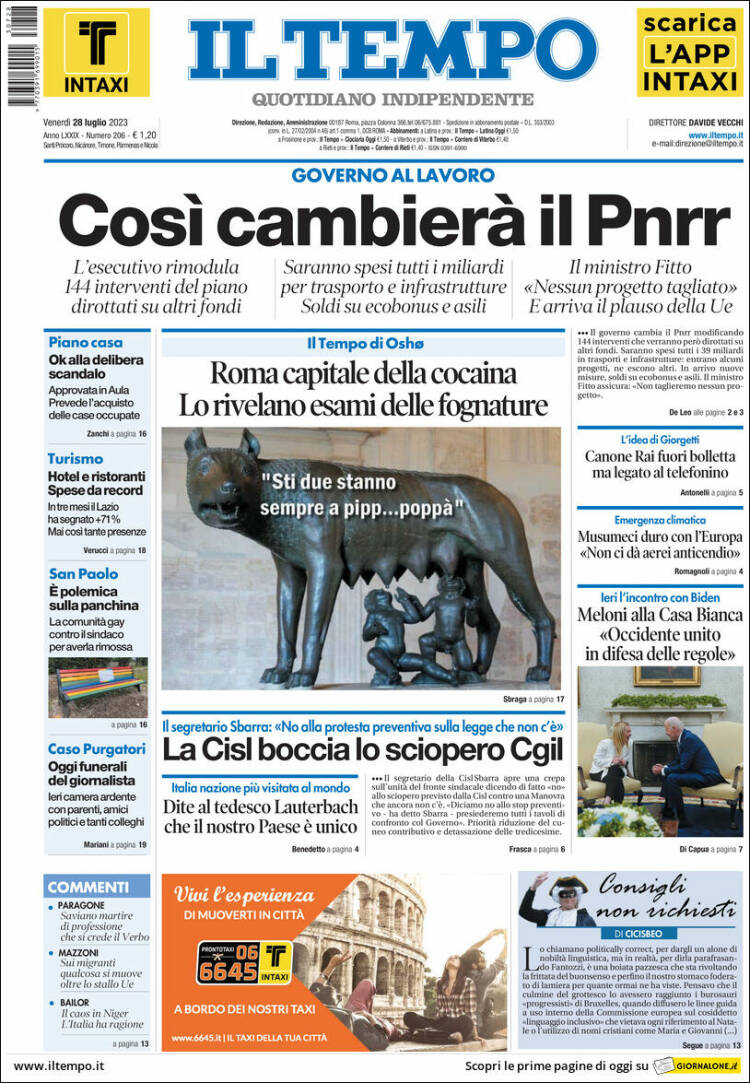 Portada de Il Tempo (Italy)
