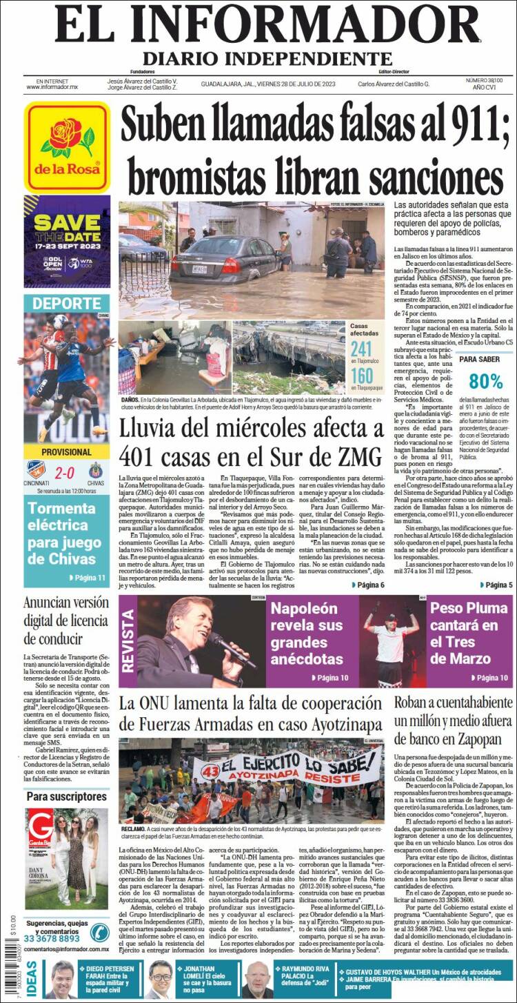 Portada de El Informador (M&eacute;xico)