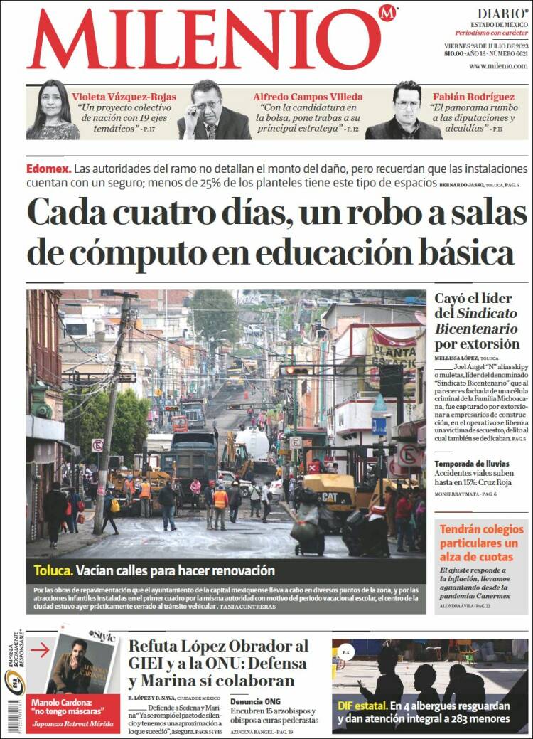 Portada de Milenio - Estado de México (M&eacute;xico)