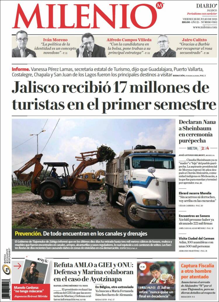 Portada de Milenio - Jalisco (M&eacute;xico)