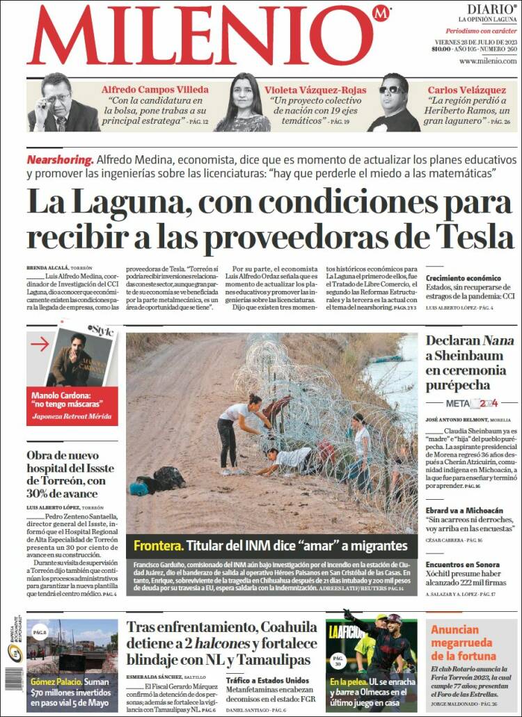 Portada de Milenio - Laguna (M&eacute;xico)