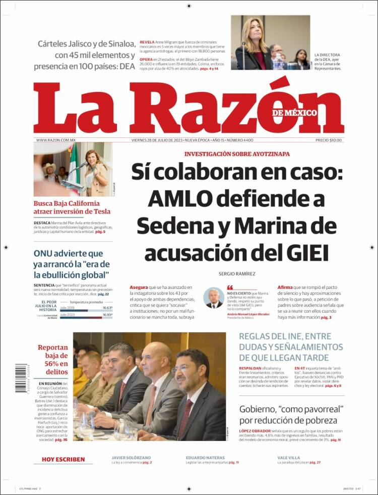 Portada de La Razón (M&eacute;xico)