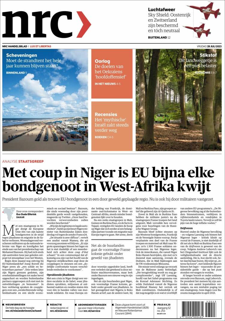 Portada de NRC Handelsblad (Pa&iacute;ses Bajos)