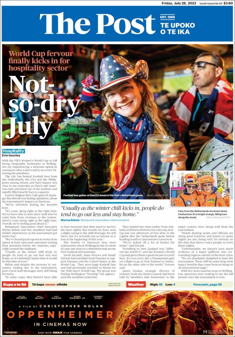 Portada de The Dominion Post (Nueva Zelanda)