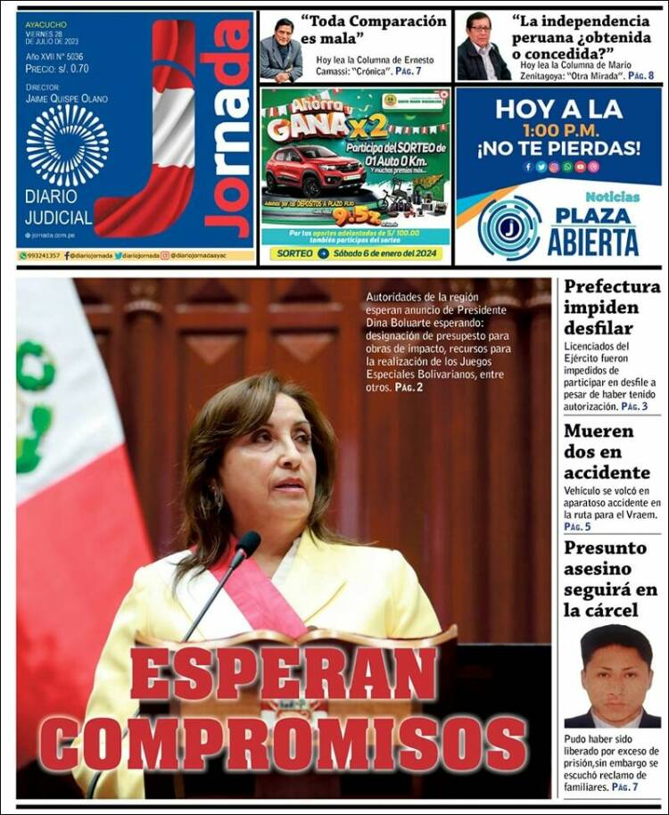 Portada de Diario Jornada (Perú)
