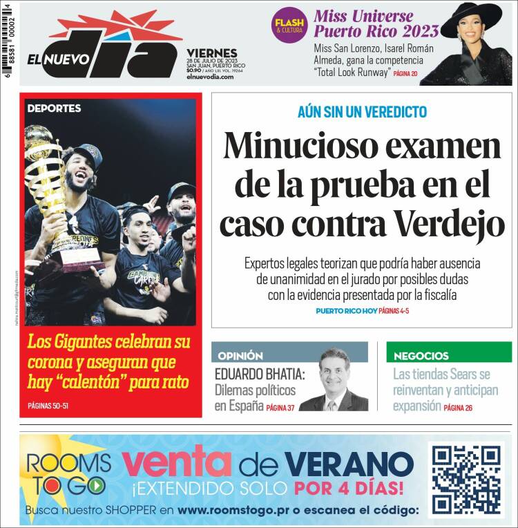 Portada de El Nuevo Día (Puerto Rico)