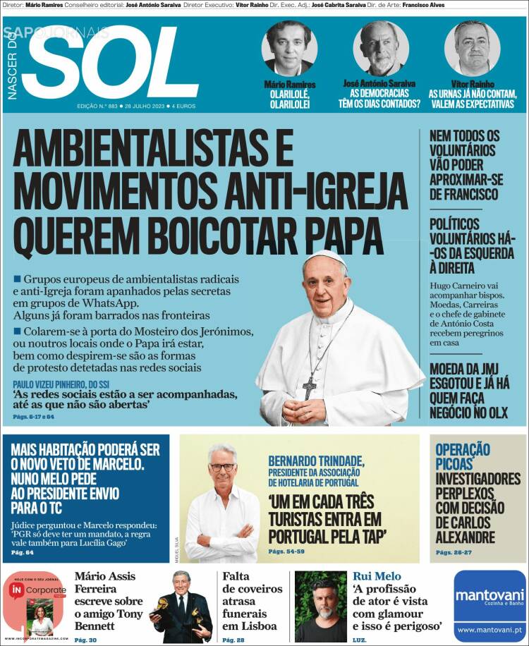 Portada de Jornal Sol (Portugal)