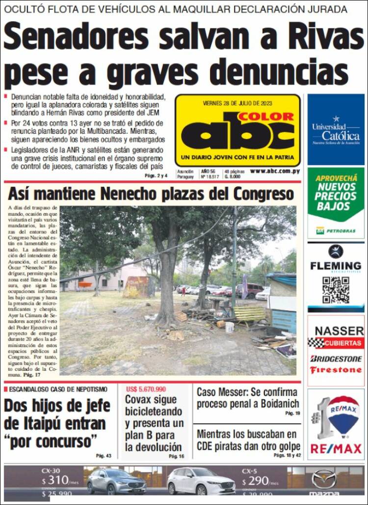 Portada de ABC Color (Paraguay)