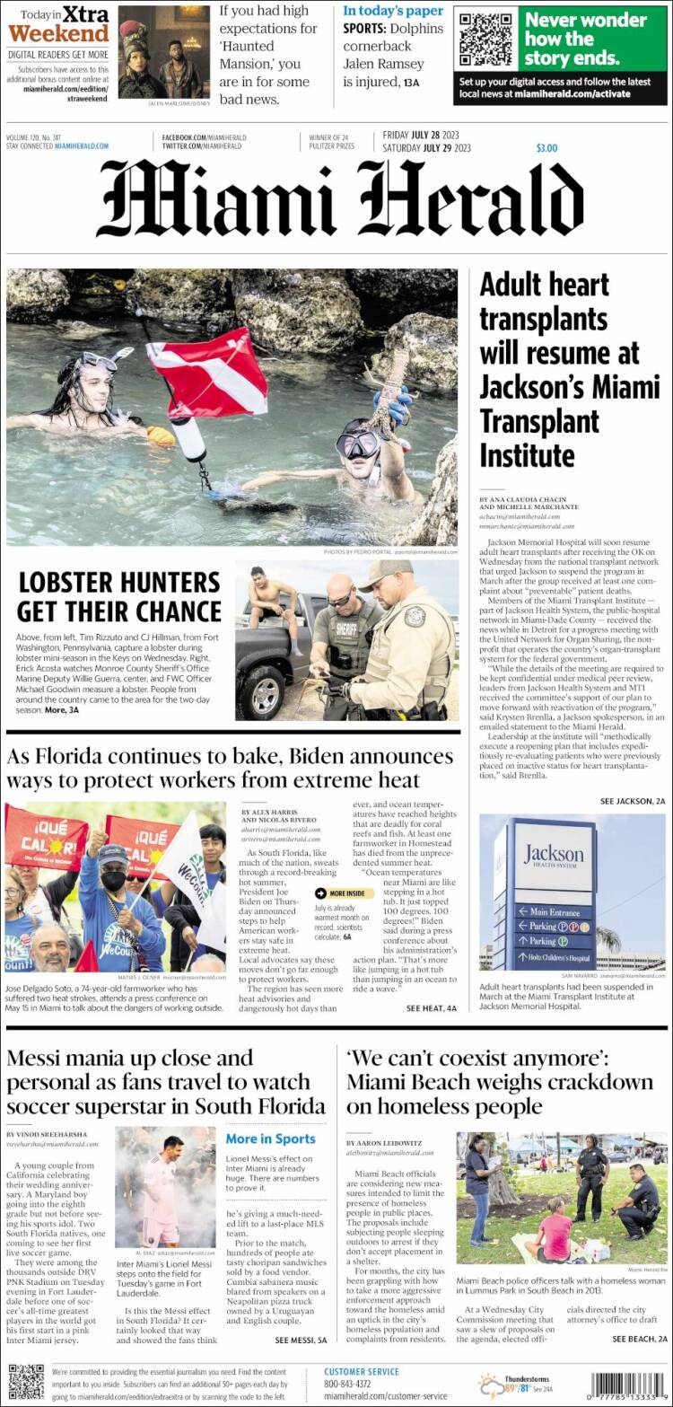 Portada de Miami Herald (USA)