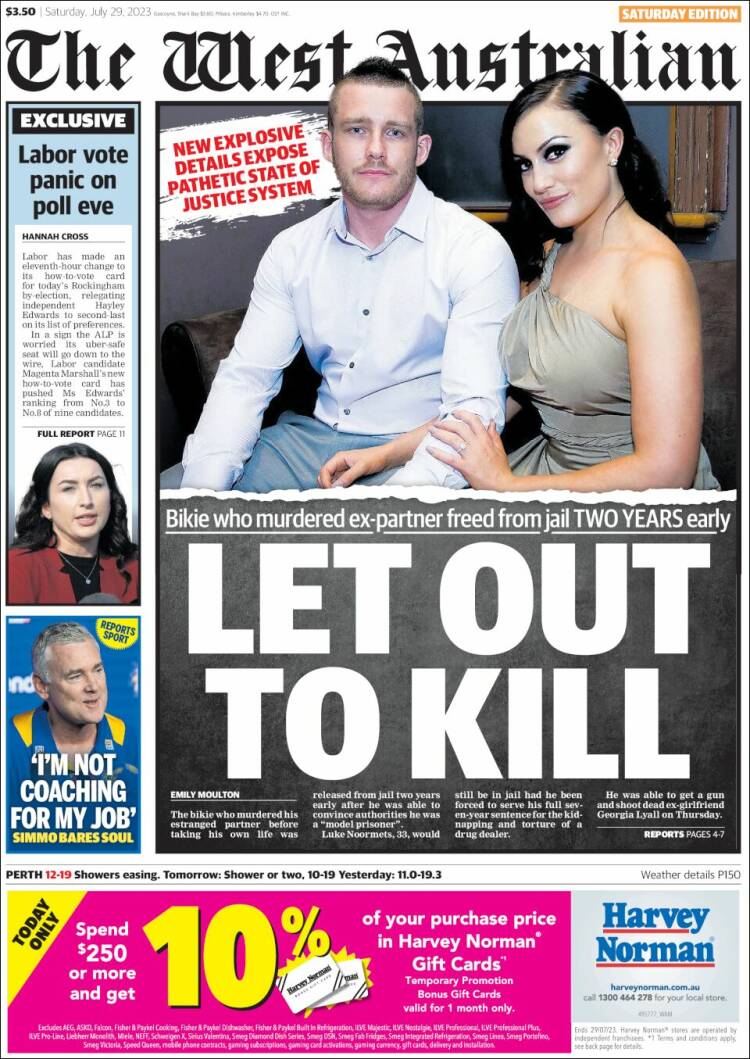 Portada de The West Australian (Australia)