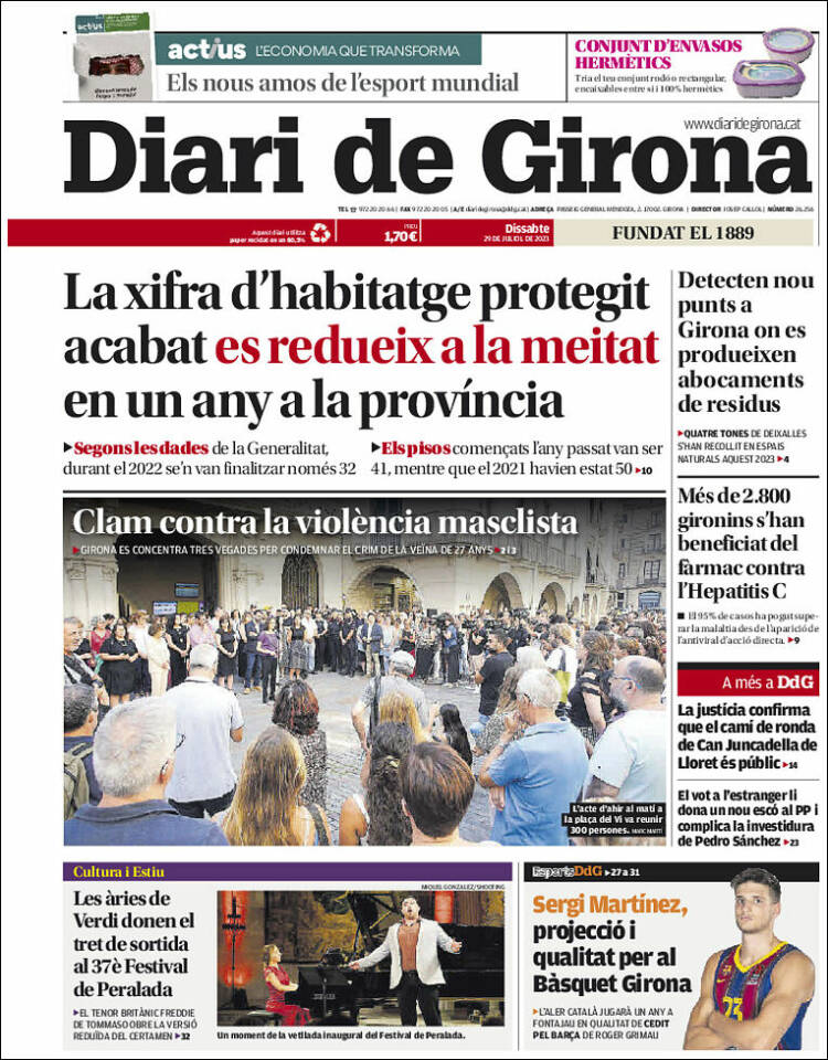 Portada de Diari de Girona (España)