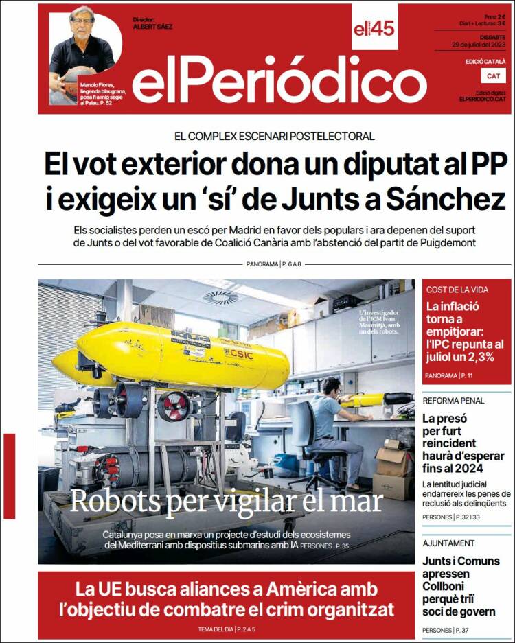 Portada de El Periódico de Catalunya (España)