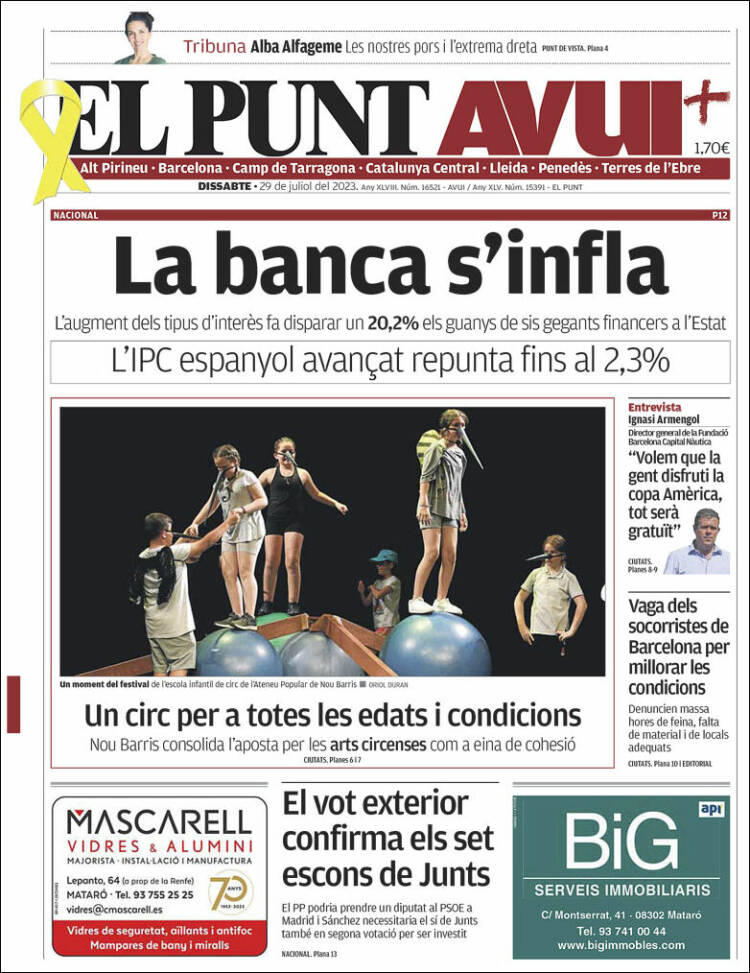 Portada de El Punt Avui (España)