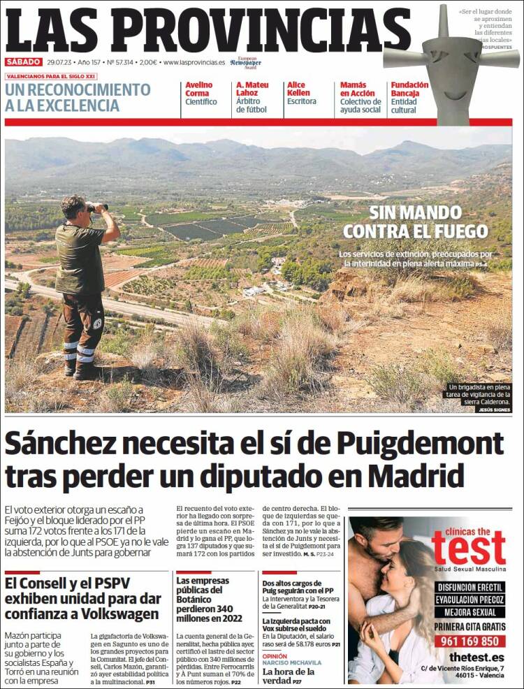 Portada de Las Provincias (España)