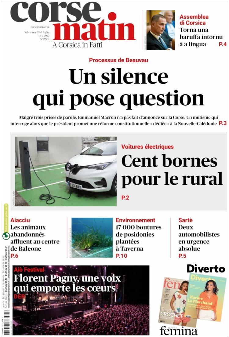 Portada de Corse-Matin (Francia)