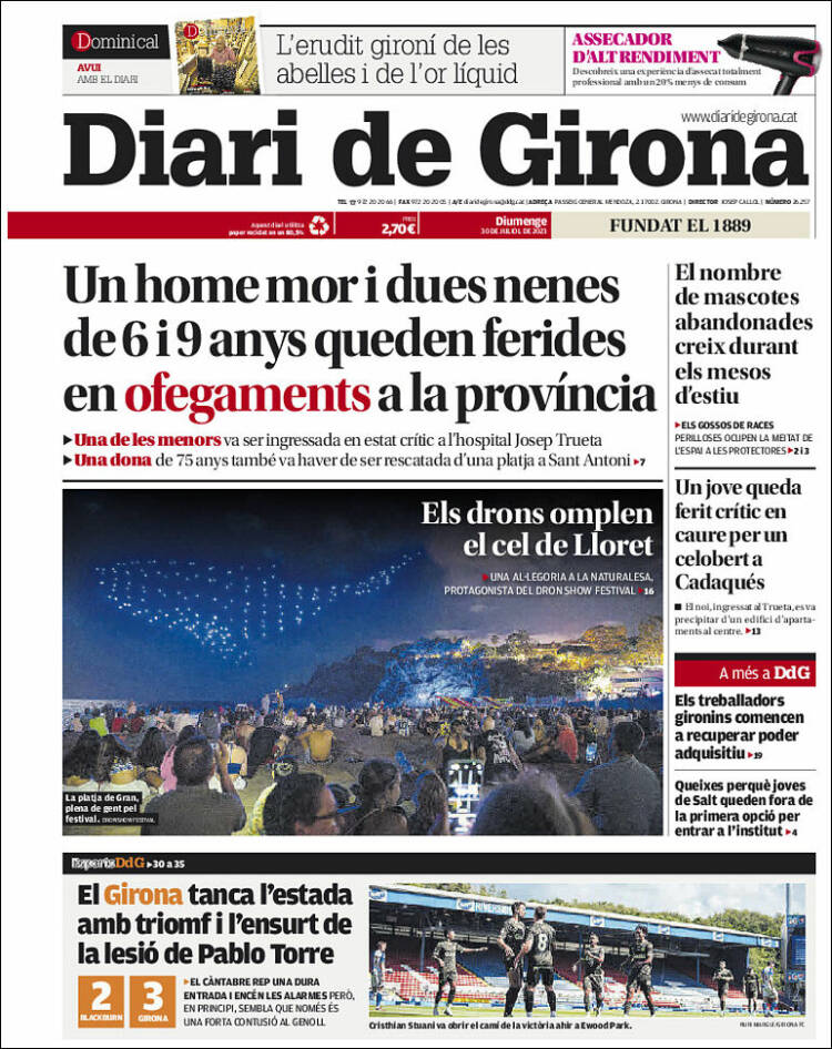 Portada de Diari de Girona (España)