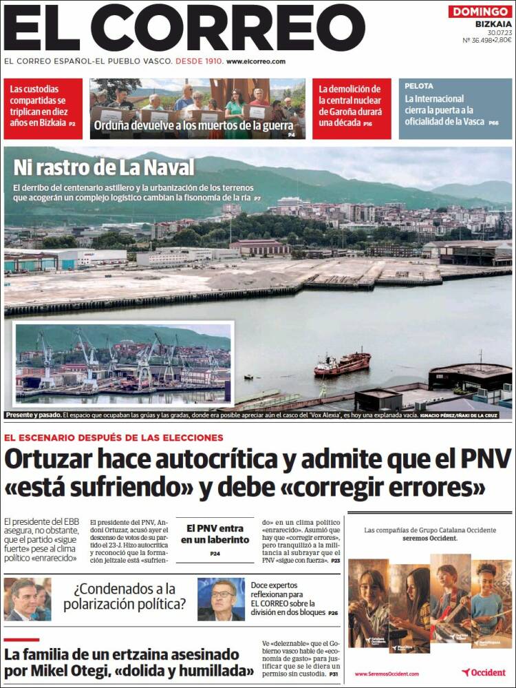 Portada de El Correo (España)