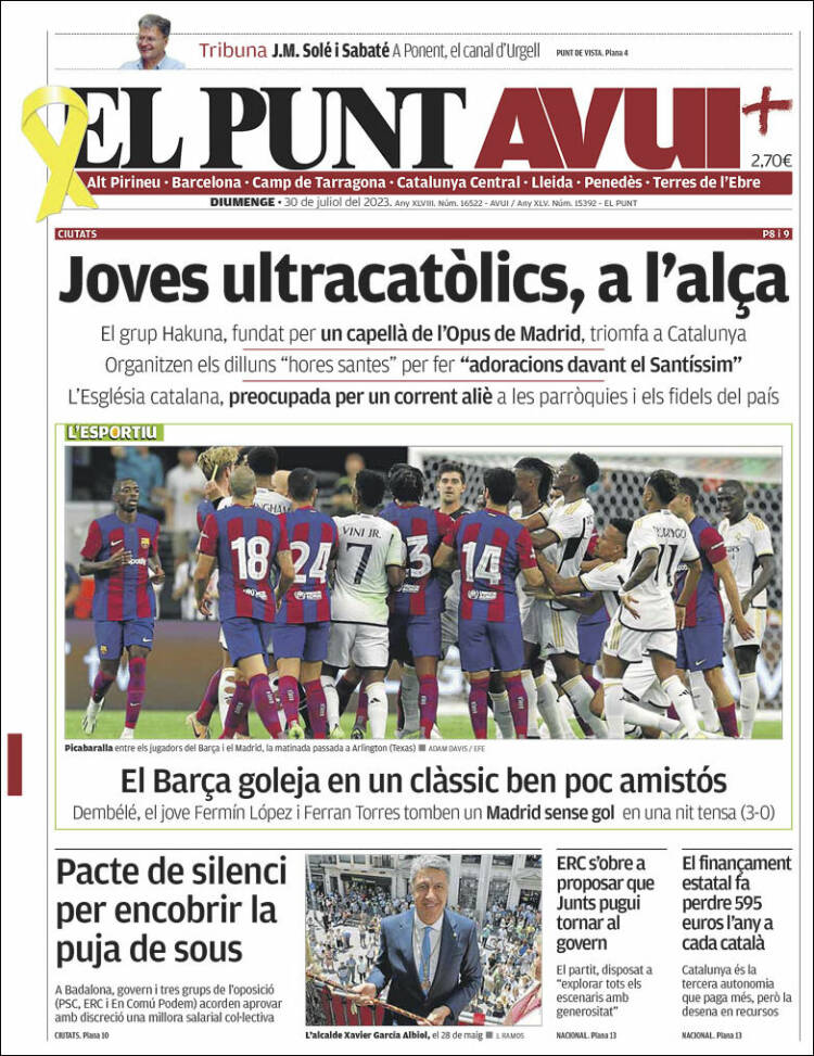 Portada de El Punt Avui (España)