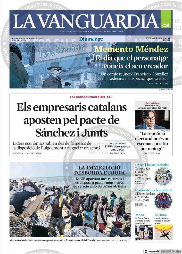 Portada de La Vanguardia (España)