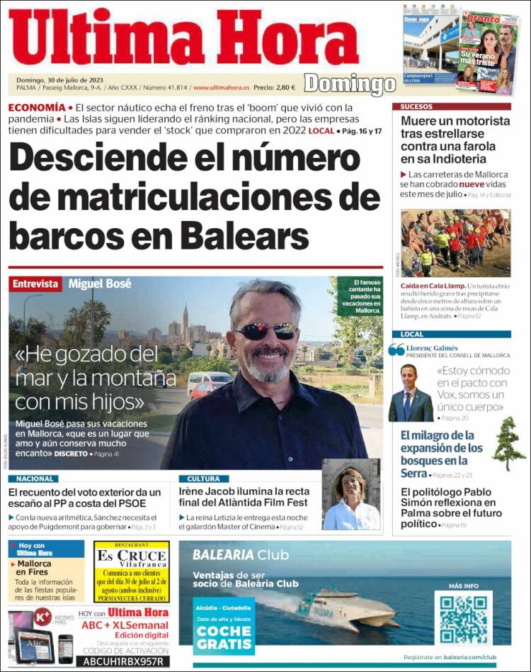 Portada de Última Hora (España)