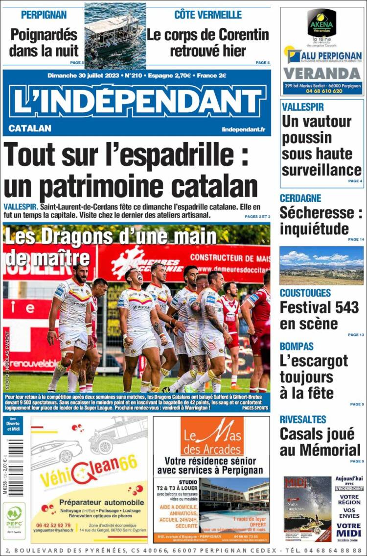 Portada de Le Indépendant (Francia)