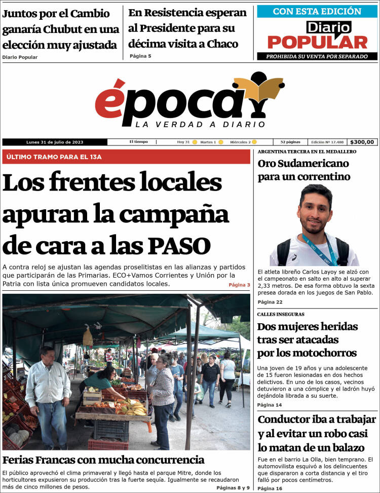 Portada de Diario Época (Argentina)