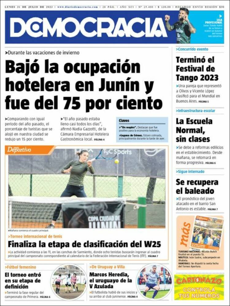 Portada de Diario Democracia (Argentina)