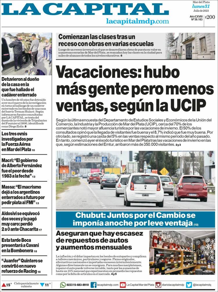 Portada de Diario La Capital - Mar del Plata (Argentina)