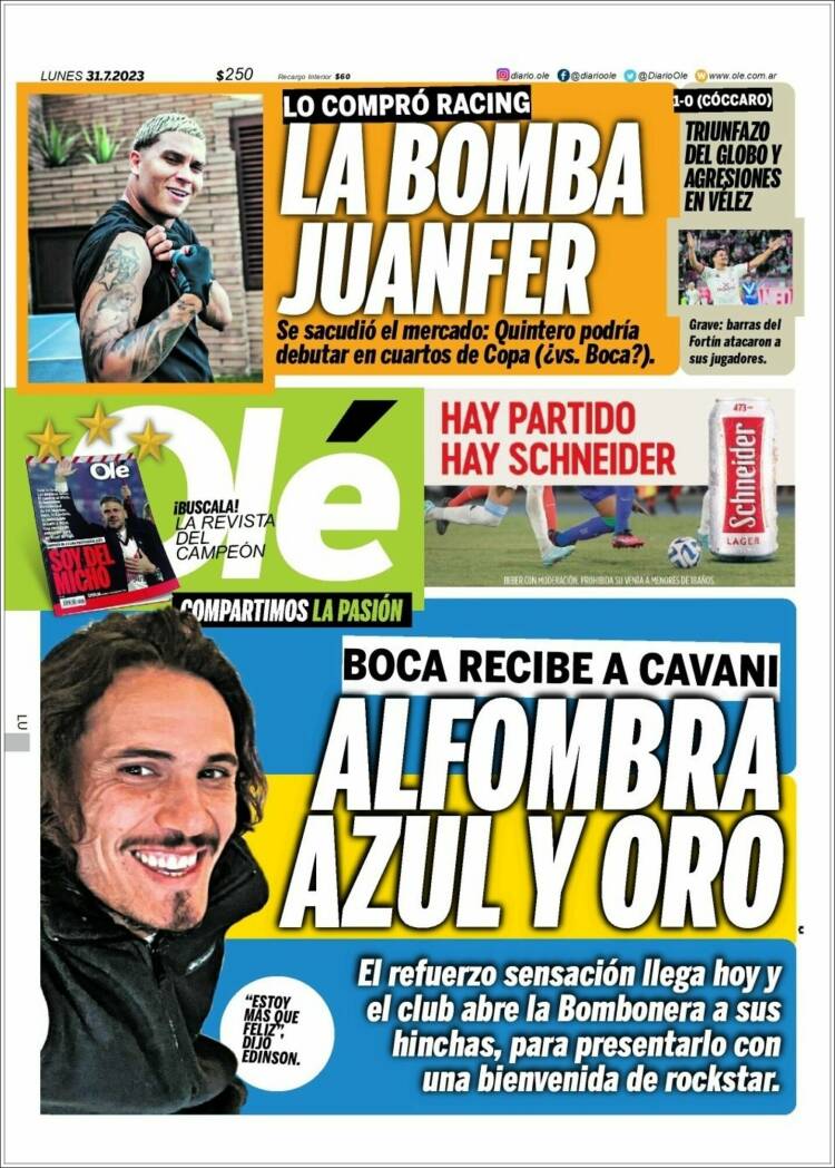 Portada de Olé (Argentina)