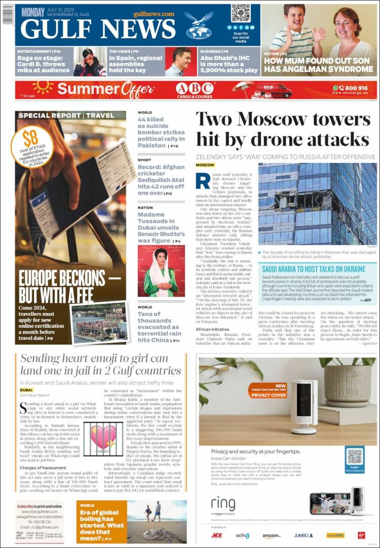 Portada de Gulf News (Asia-Pacific)