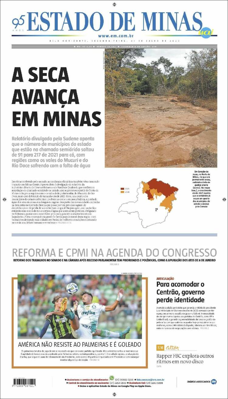 Portada de Jornal Estado de Minas (Brasil)