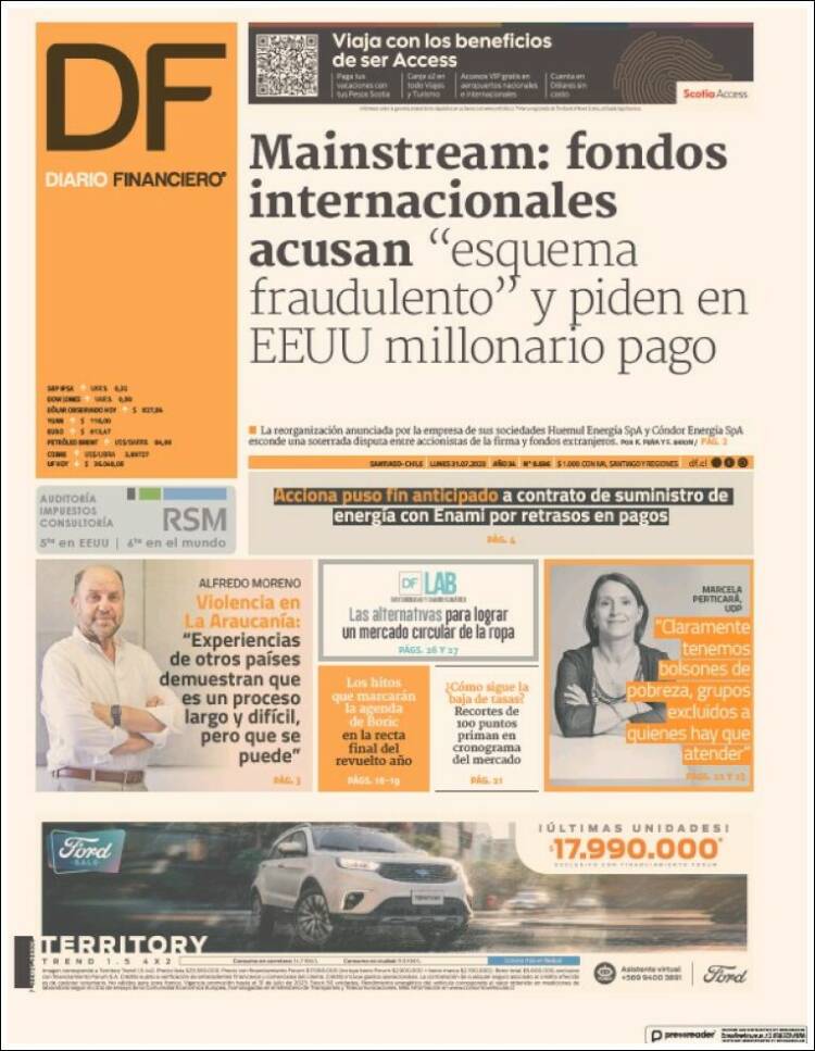 Portada de Diario Financiero (Chile)