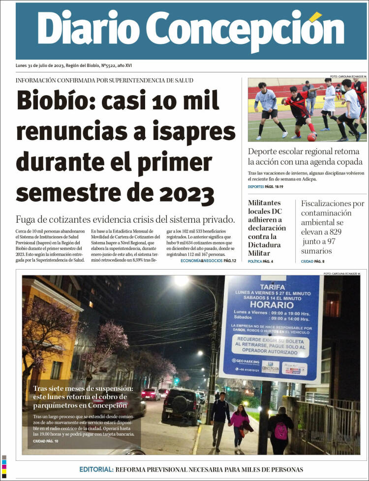 Portada de Diario de Concepción (Chile)