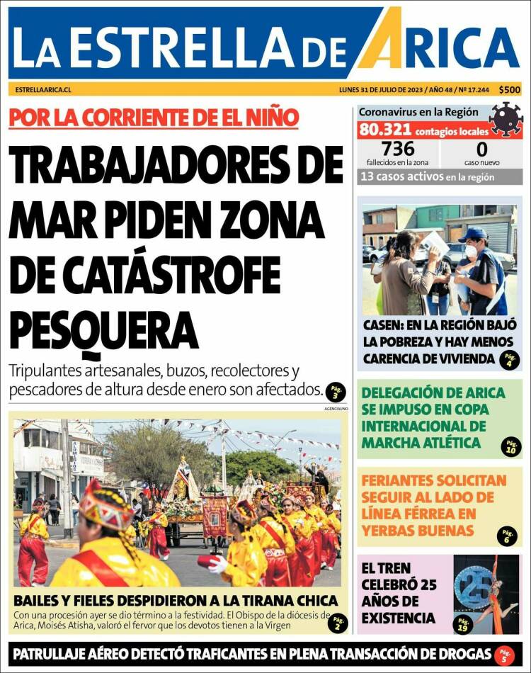 Portada de La Estrella de Arica (Chile)